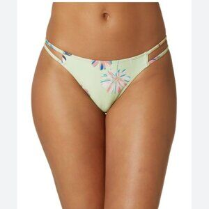 O'NEILL Women's Green Floral Stretch Unlined Strappy Cardiff Brook Cheeky Swimsu